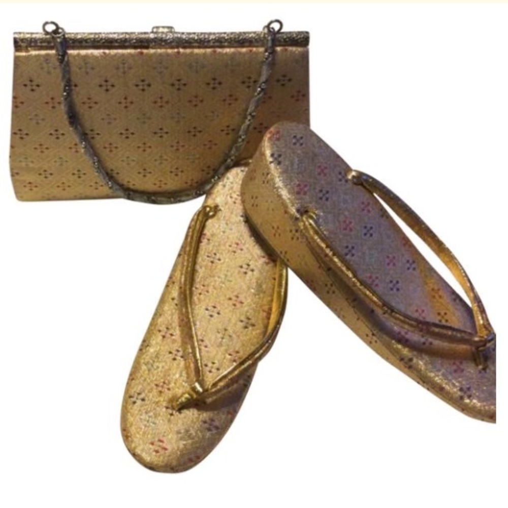 Zori /Geta Vintage Japanese Slippers & purse set